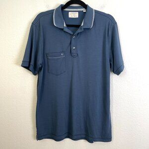 Linksoul Mens Medium Blue Short Sleeve Polo Shirt 100%‎ Luxury Cotton